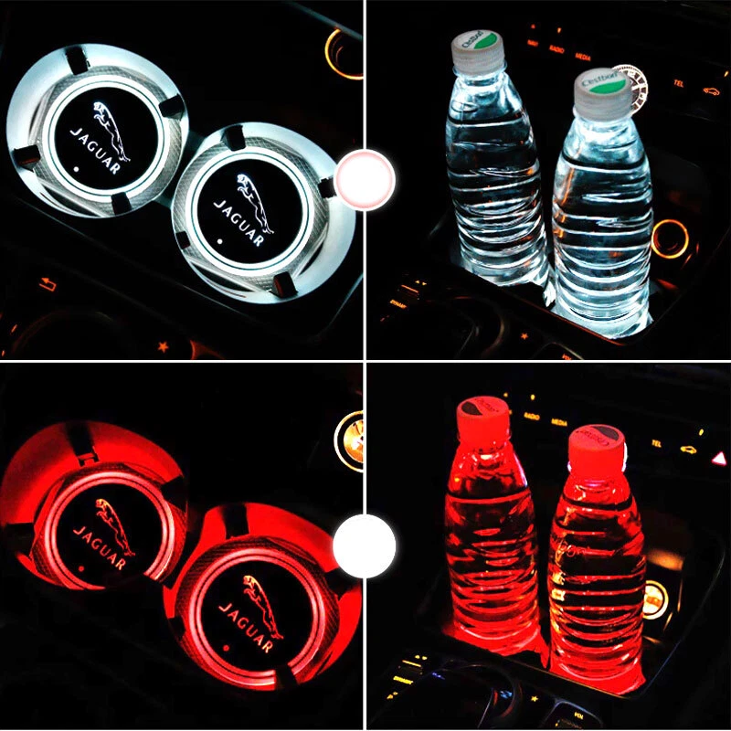 2X LED Cup Holder Light Coasters 7-Color XE XF XJ E F Pace Interior Accessories - Imagem 3 de 4