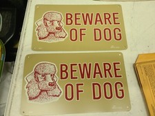 Beware Of Dog With Poodle 8" x 14" Vintage Aluminum Retro Metal Sign