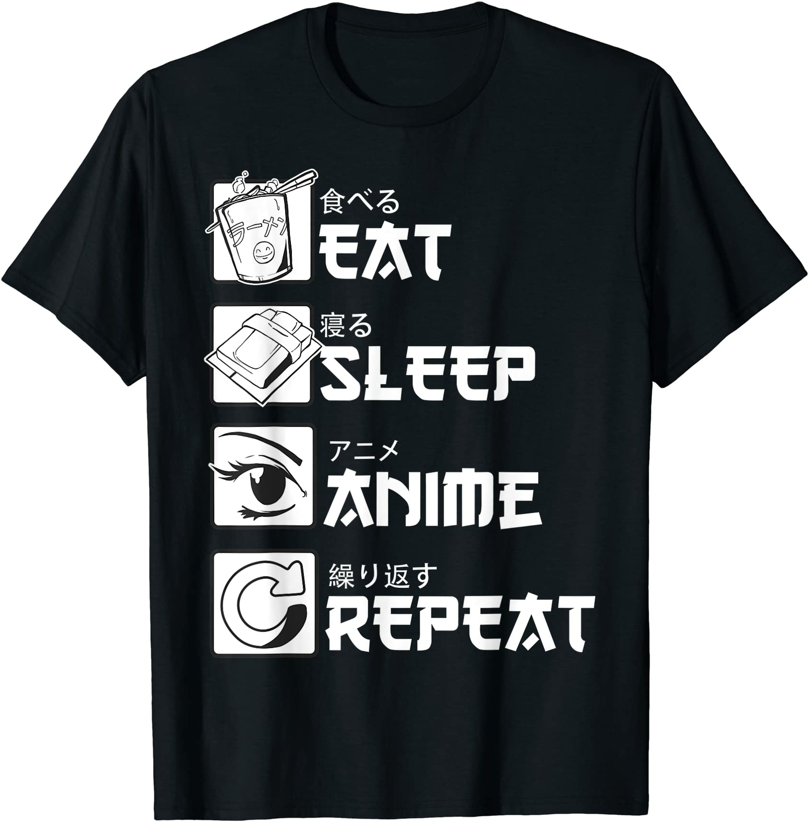 eat sleep anime repeat t shirt