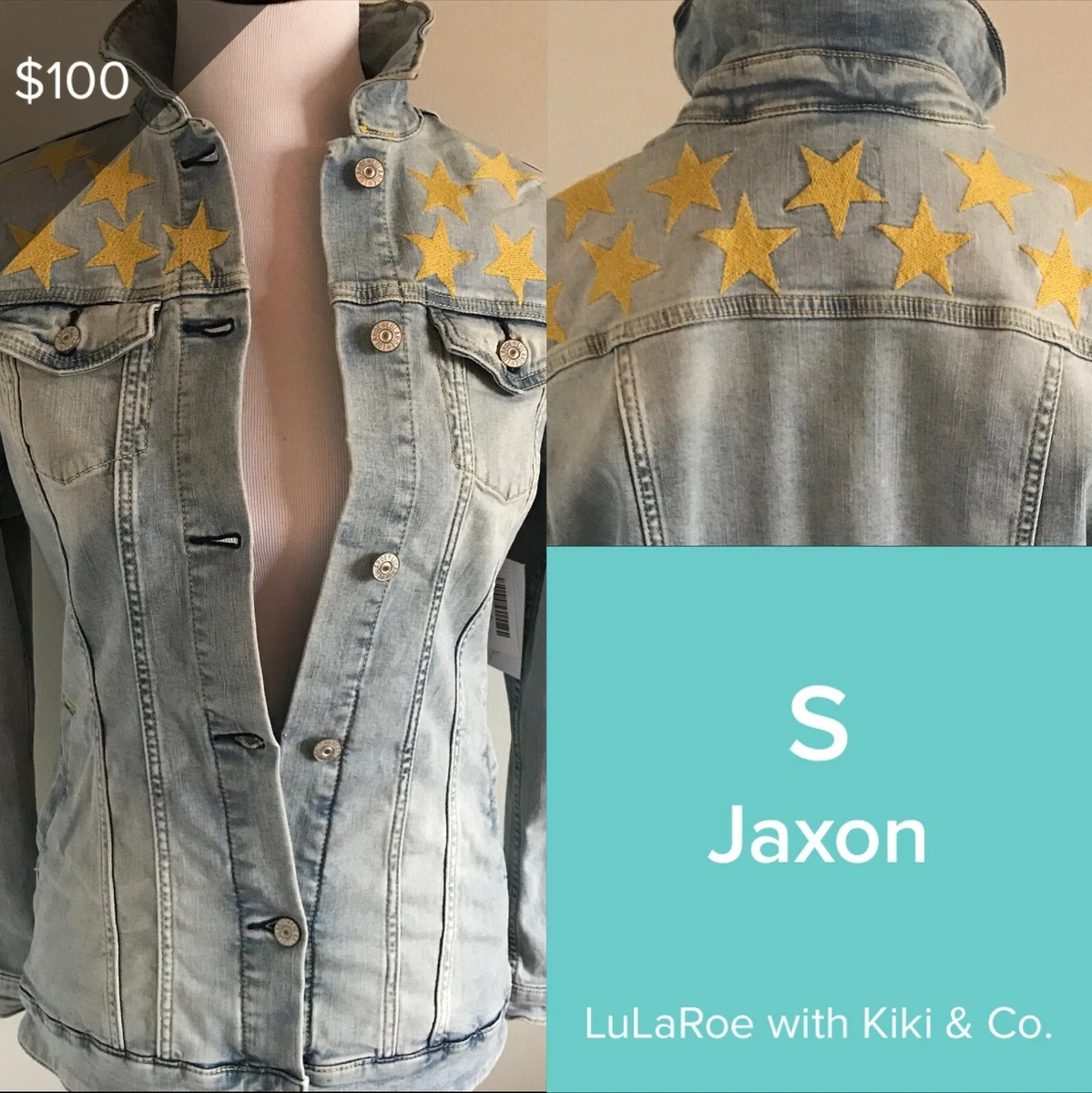 LuLaRoe Denim Gold Stars JAXON JEAN JACKET**BRAND NEW WT** Size S