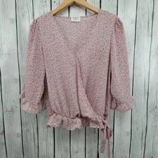 Sienna Sky Floral Faux Wrap Top M