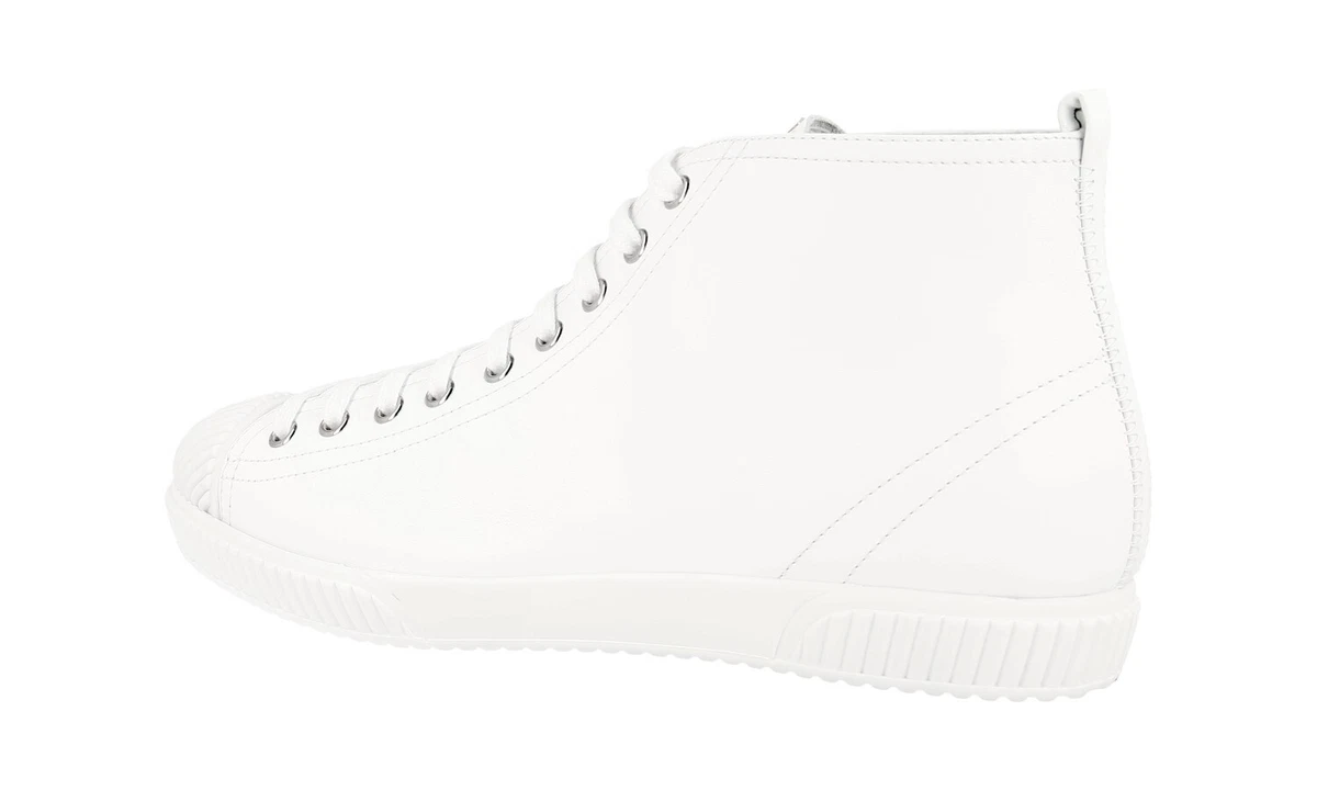 PRADA Leder Linea Rossa High-Top Sneaker - 3T5877 - Weiss - NEU - 40 UK 7