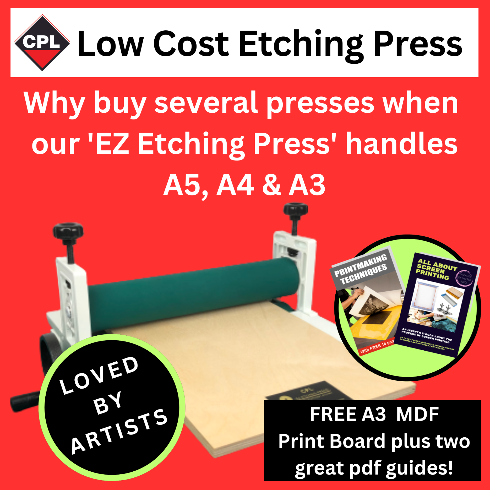 Etching Printing Press with 👉FREE A3 PRINT BED 👈 Intaglio, Relief