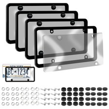 4pcs Gray License Plate Covers Frames Auto Tag Shield Protector Frontrear