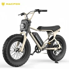 MACFOX X7 Electric Bicycles 500w 20 in Fat Tire E-Bike Backlit 25mph - Beige