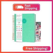 GoGirl Budget Planner & Monthly Bill Organizer with Pockets, Mint Green