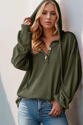 Women's Half-Button Long-Sleeve Hoodie