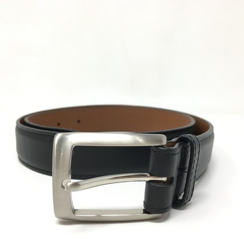 Leegin Dress Belt Mens Size 34 Black Leather Handcrafted USA Brass Buckle