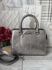 Michael Kors Selma silver python/snake embossed Handbag , Satchel Bag