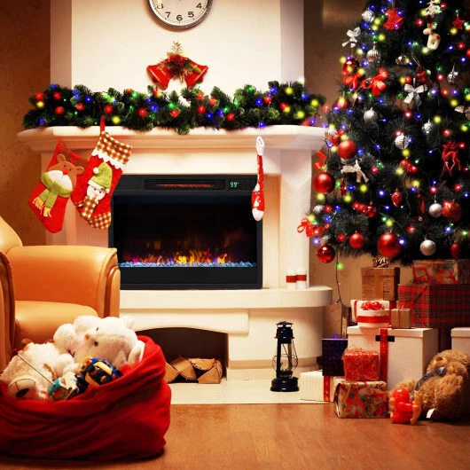 23 Inch 1500W Recessed Electric Fireplace Insert with Remote Control-Black - Col - Image 3 of 4