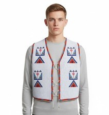 Powwow Regalia Vest Hand Beaded Native Traditional Tribal Outfit PRV158