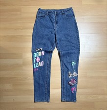 Barbie Girls' Straight Blue Jeans Size 18 Born to Lead Embroidered Logo