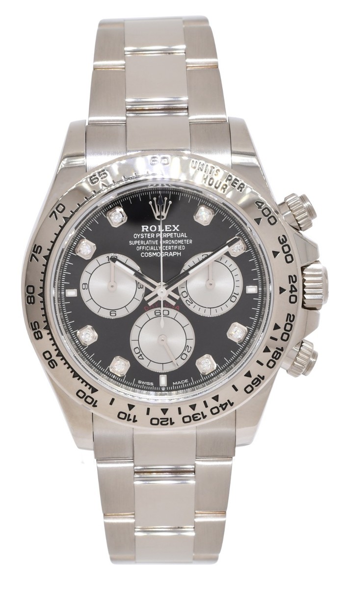 Rolex Daytona Chronograph 18k White Gold Diamond Dial 40mm Watch B
