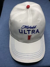 Michelob Ultra Hat Ball Cap ONE SIZE Strap Back White Lightweight Light Beer