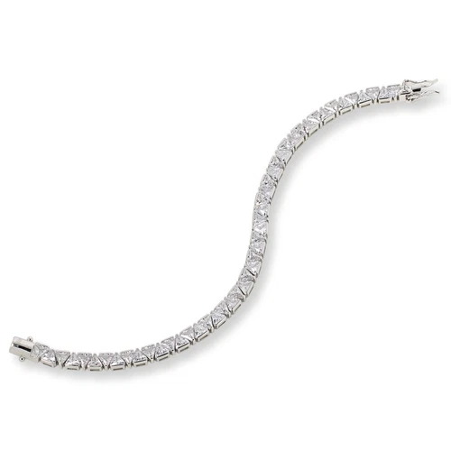 Absolute Sterling Silver Magic Magnet Clasp Trilliant-cut Line Bracelet, 7" - Afbeelding 2 van 3