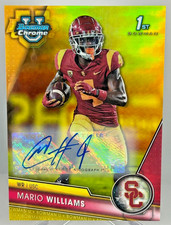 2023 Mario Williams 1st Bowman Chrome U Auto Yellow Refractor /75 #184 USC