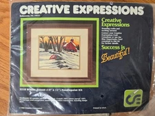 Vintage 1984 Creative Expressions Needlepoint Kit #3218 Winter Sunset 14 x 11