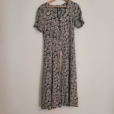 Vintage 90s Jamie Brooke Floral Maxi Dress Black Cream Cottagecore Romantic Sz S