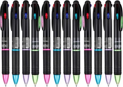 JOVITEC 12 Pcs Multicolor 1 Count (Pack of 12), Black, Blue, Red, Green 