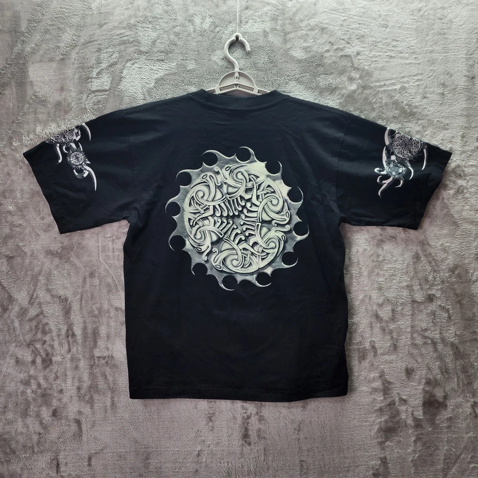 Camiseta Rock Eagle L Gráfico Tribal Doble Cara Calavera Tatuaje Motociclista Gótico Negro Foto 2 de 4