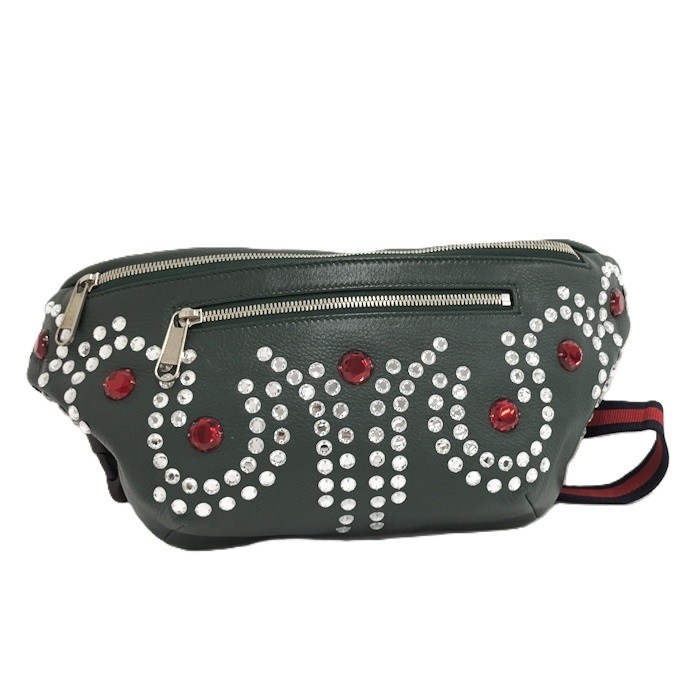 GUCCI Body Bag waist Leather green 484683 860563