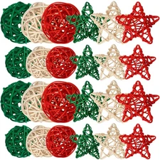 36Pcs Christmas Decorations Rattan Balls, Wicker Balls for Home Decor Party O...