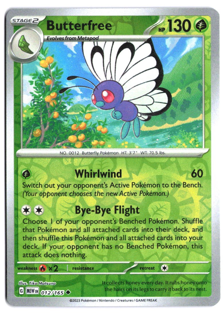 Butterfree #12 - 151 - Reverse Holofoil - Uncommon - Near Mint