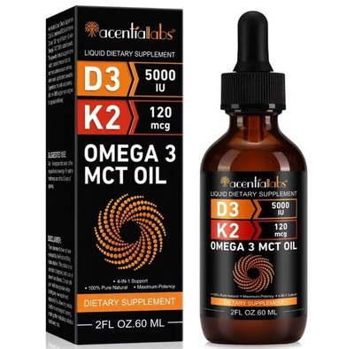 60 ml - Vitamin D3 K2 Tropfen | 4 ml = 20.000 IE | Markenprodukt - ACENTIALLABS®