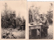 2 x Foto - Soldaten in der Stellung mit Bewaffnung MG / Handgranaten - 2.WK