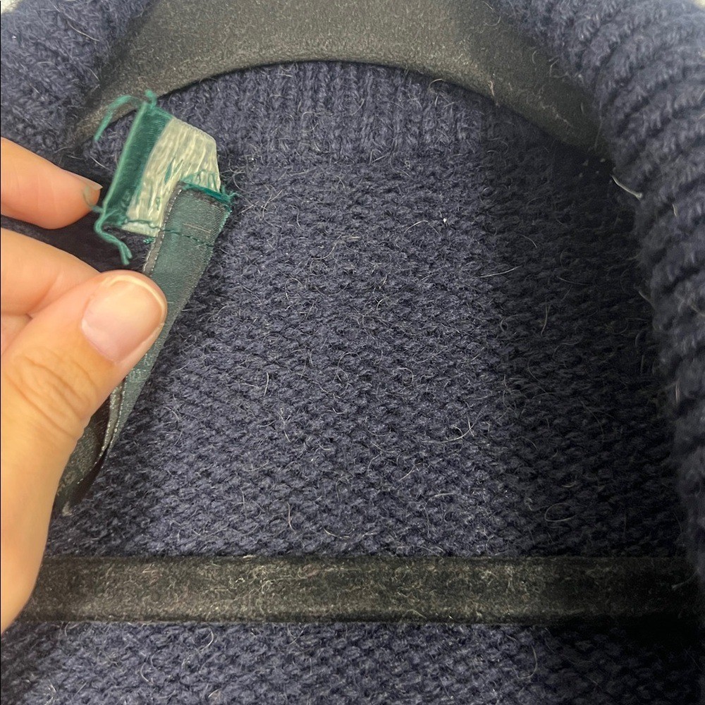 Lauren Ralph Lauren Women's Navy Blue Gold Knit Camel Hair Wool Cardigan Large thumbnail 7