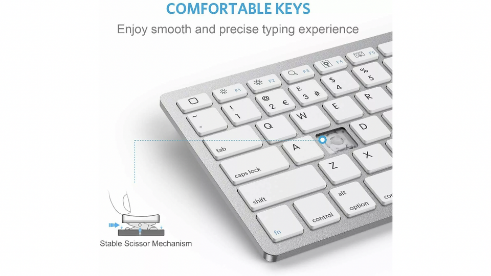 Omotion Wireless Keyboard Compatible with iOS/Mac, UK QWERTY Layout ...