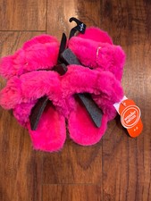 Girls Hot Pink Fuzzy Slippers 4/5