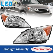 For 2007-2011 Honda CRV CR-V Chrome Housing Headlights Assembly Headlamps LH+RH