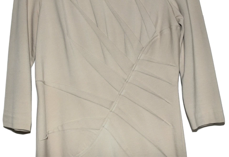 Adrianna Papell Beige Angled Ruche Design Rayon Blend Womens Dress Size 6 - Image 3 of 4