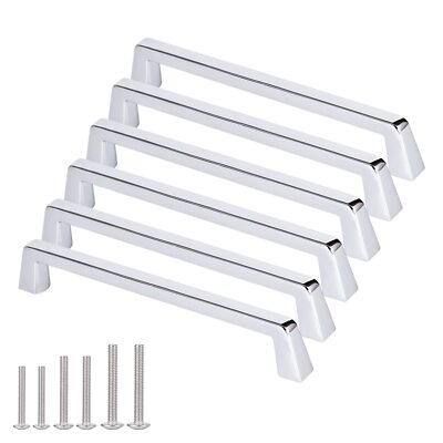 6-Pack 5" Polished Chrome Cabinet Handles Solid Bathroom & Drawer Pulls ...