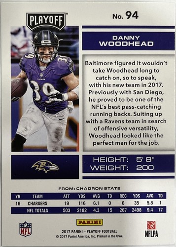 2017 Panini Playoff #94 Danny Woodhead - Picture 2 of 2