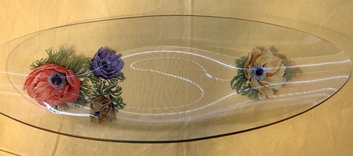 2 Vintage CHANCE Fiestaware ANEMONE Glass Plates Michael Harris 1960s Round/Oval - Picture 2 of 6