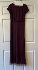 Adrianna Papell Burgundy Blouson Maxi Dress with Cap Sleeves