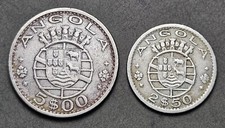 Lot 2 Münzen Angola -2,50 Escudos 1956 und 5 Escudos 1972