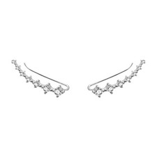 Sterling Silver Ear Crawler Earrings with Sparkly CZ Crystals