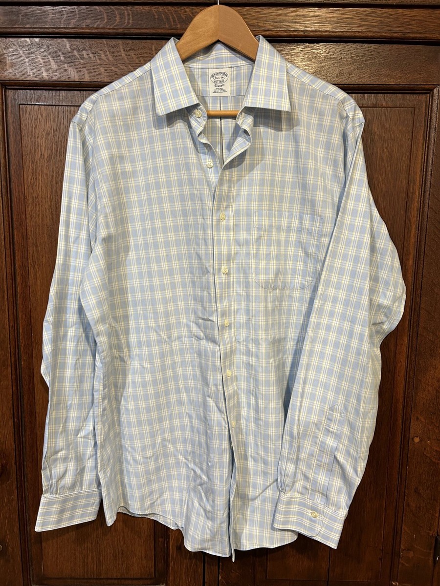 Brooks Brothers Classic Supima Cotton Dress Shirt Mens 16.5 - 36 Blue Non  Iron