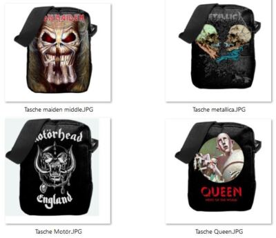 Tolle Motive Umhängetaschen Queen Iron Maiden Metallica Motörhead Slayer Stones