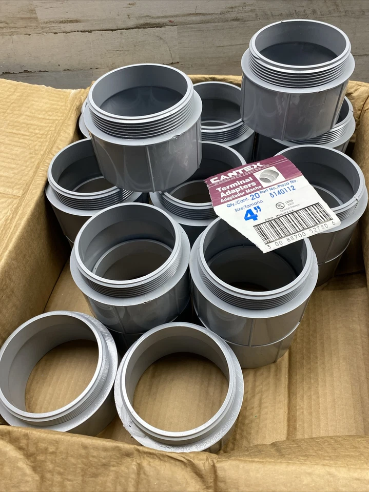 (PAQUETE DE 20) FUERA DE CAJA Cantex 5140112 - 4" PVC Macho Conducto Terminal Adaptadores Foto 3 de 4