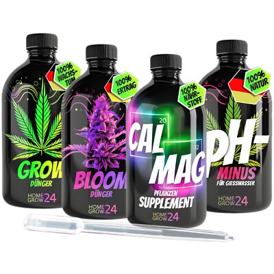 HOMEGROW24 Dünger Quartett GROW & BLOOM Dünger + CalMag & PH Minus I Set 4x500ml