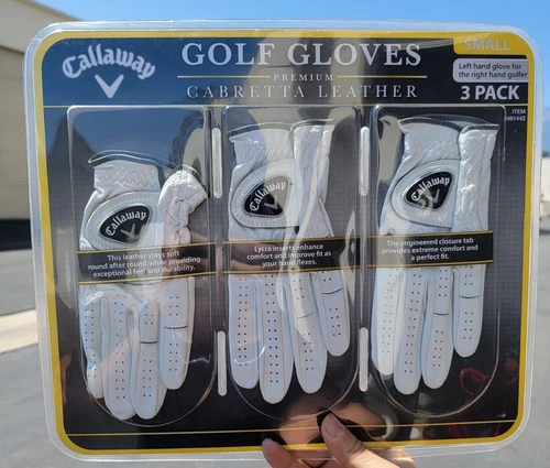 Callaway Golf Gloves Premium 3-Pack Cabretta Leather Small New sealed