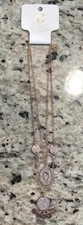 Brand New Charming Charlie Rose Gold Layered Necklace With Silver Sparkles New!