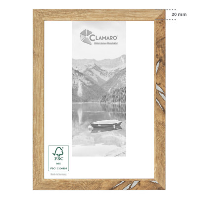 Bilderrahmen Fotorahmen Eiche Vintage-Silber Holz Clamaro Collage20 M2016