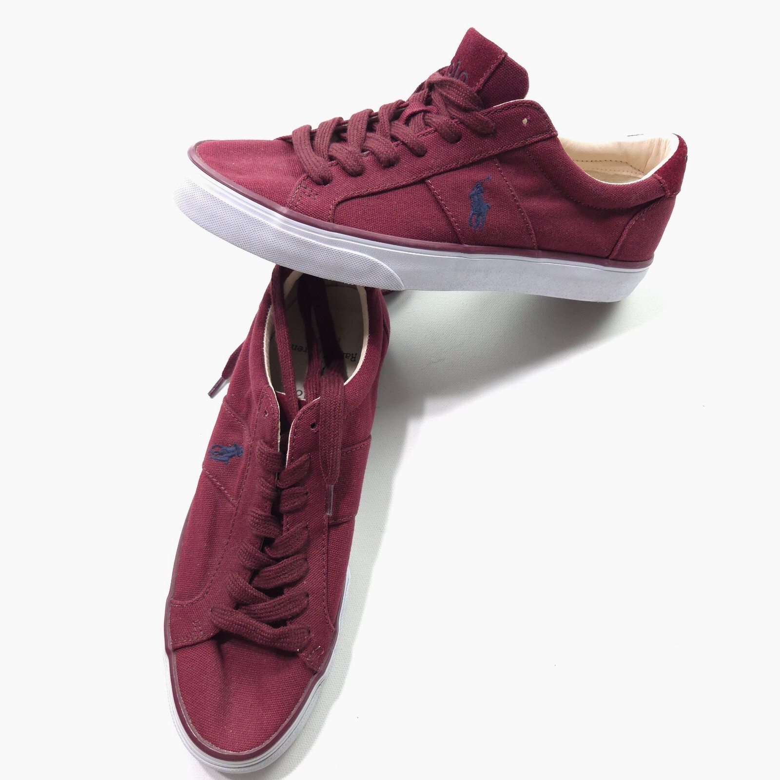 NUOVE SCARPE SNEAKER POLO RALPH LAUREN SPIRING 8 5 ROSSO MARRONE BLU PONY CANVAS