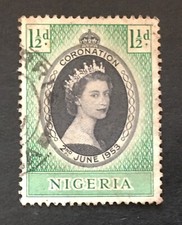 British Nigeria 1953 - used coronation stamps QEII