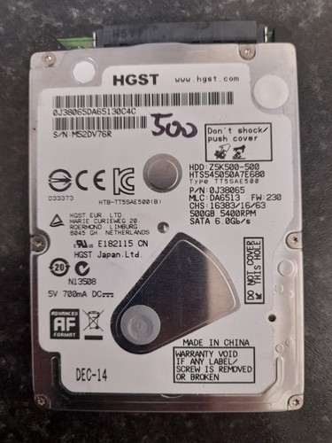HGST Z5K500 500GB HTE545050A7E680 5400RPM SATA 2.5" Hard Disk Drive - Picture 2 of 2
